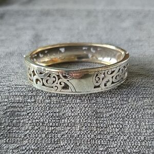 Brighton~Silver Tone Hinged Cuff Bracelet